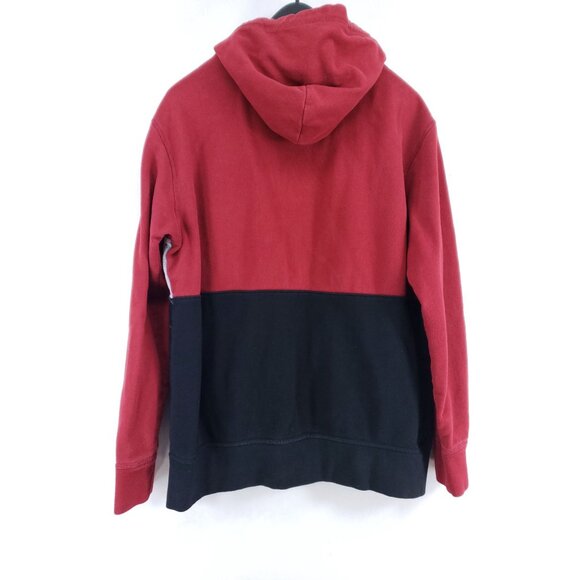 American Eagle Hooded Sweatshirt Men's Size Medium Red Color Block - Picture 2 of 8